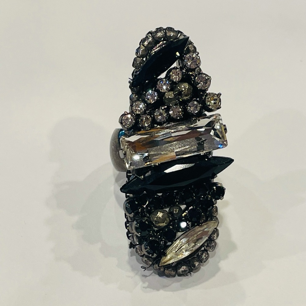 Miriam Haskell 2012 Release Hematite Plated Crystal Ring